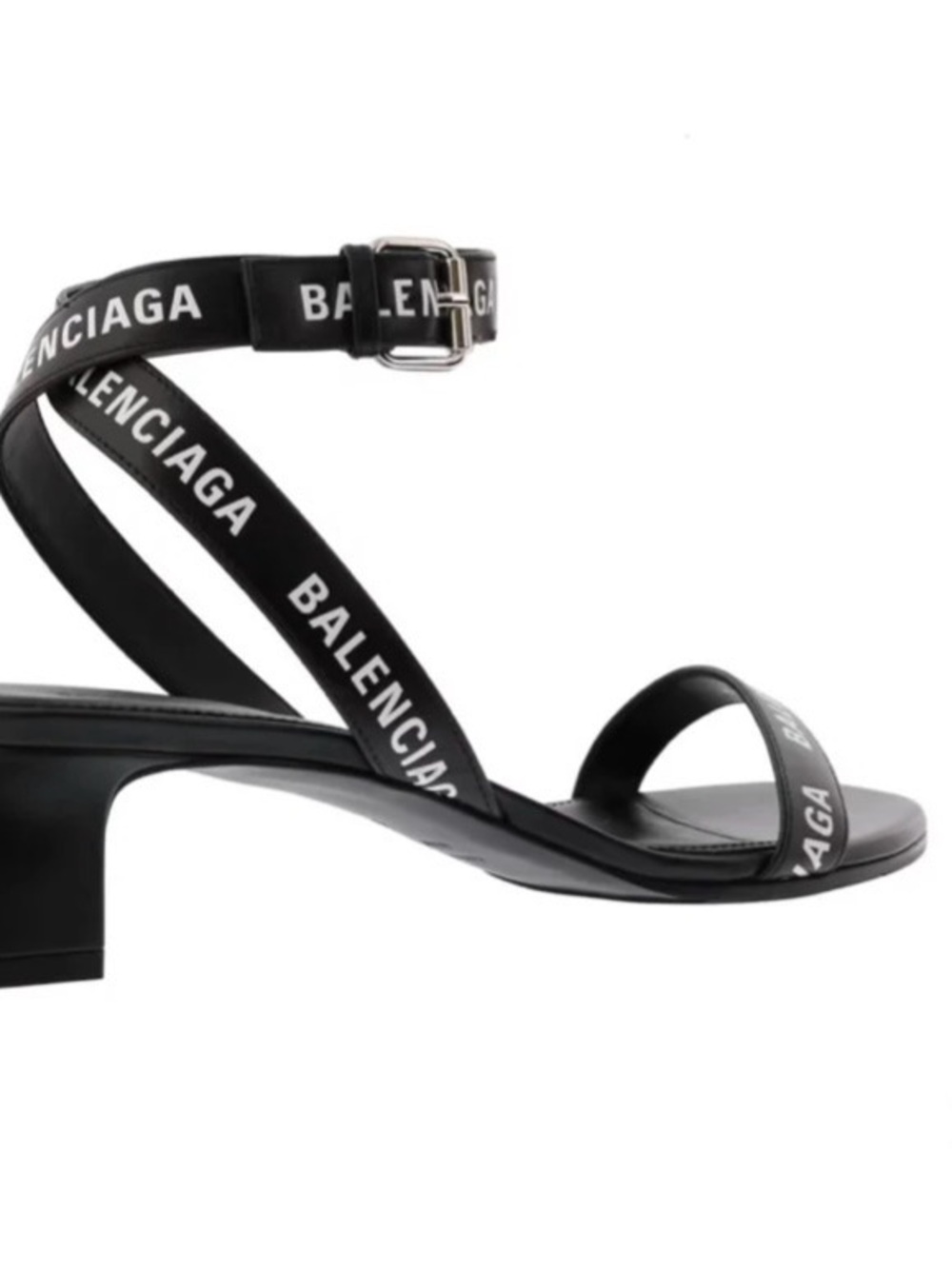 Balenciaga Black Logo Strap high Heel Sandals